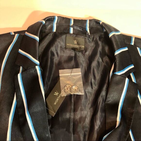 New Worthington Dark Navy Striped Blazer - Picture 13 of 16